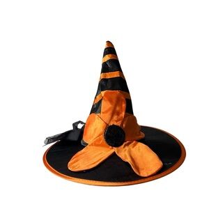 Rubie's Costume Co Orange Sunflower Witch Hat Black Striped Halloween 49985